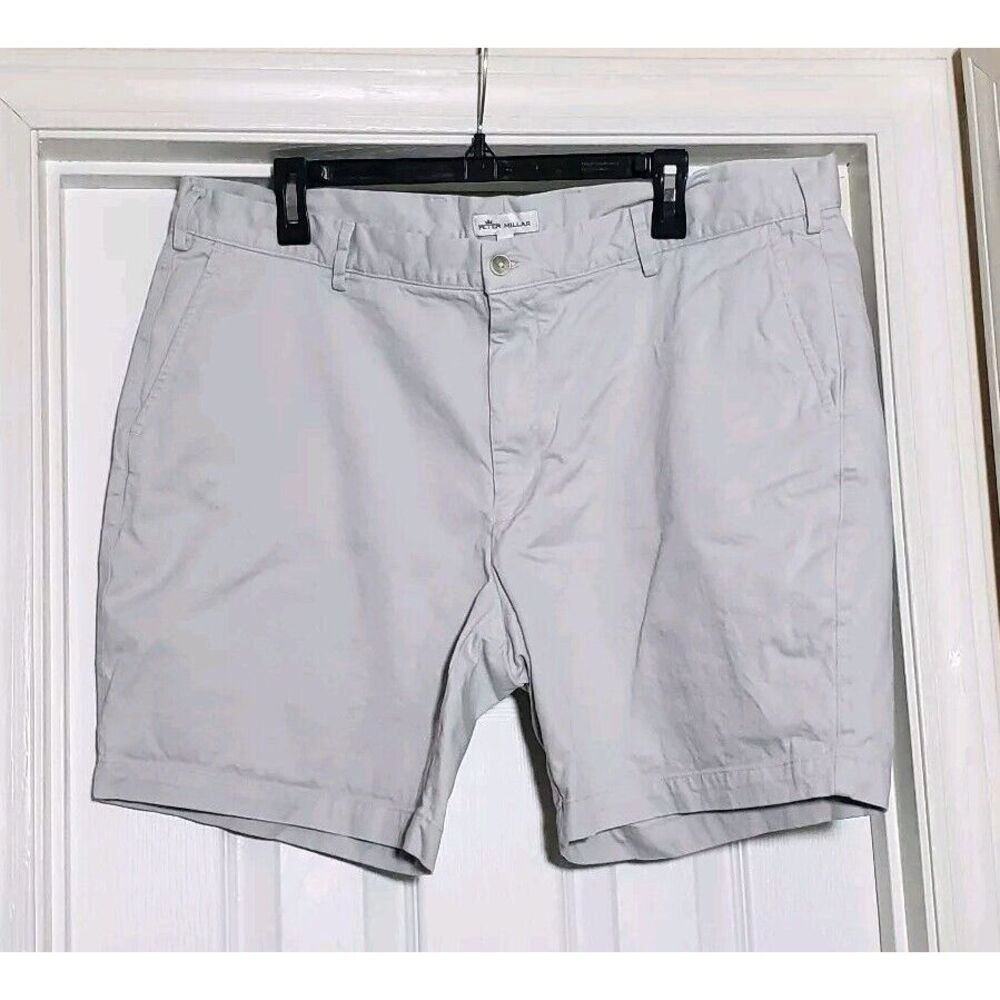 Peter Millar Cotton Spandex 7" Inseam‎ Chino Shorts Men's Size 40 Light Gray